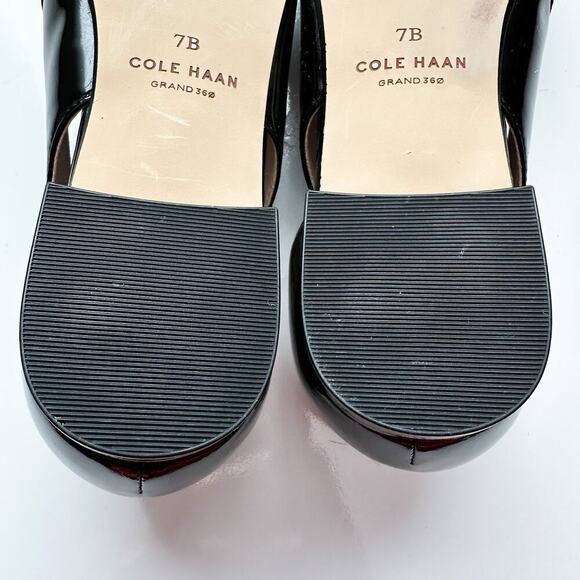 Cole Haan Bria Cutout Black Patent Leather Flats Size 7 Square Toe - Picture 11 of 13